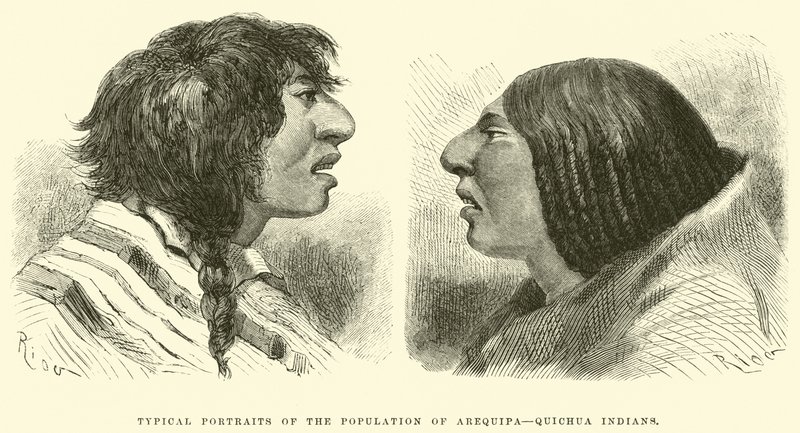 Arequipa, Quichua Kızılderilileri nüfusunun tipik portreleri by Edouard Riou