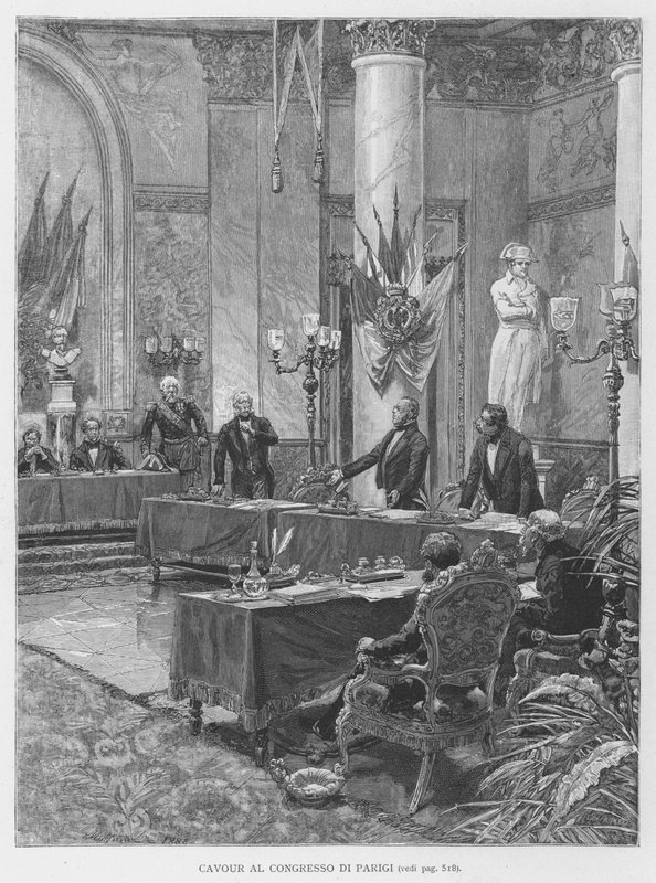 Paris Kongresi'nde Cavour (gravür) by Edouardo Matania