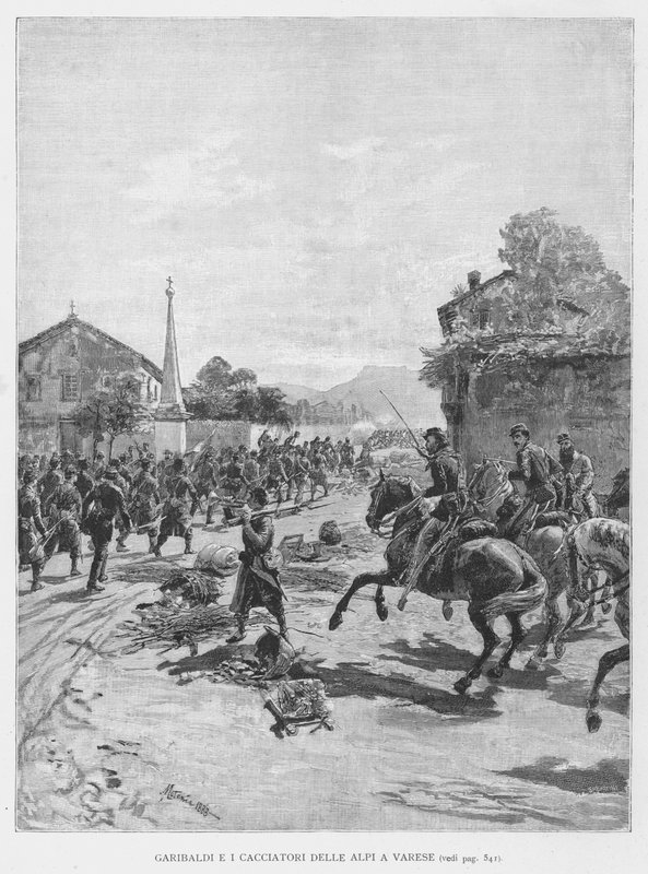 Varese'de Garibaldi Ve Alplerin Avcıları (gravür) by Edouardo Matania