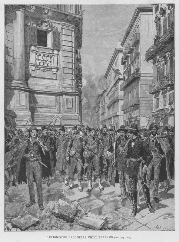 Palermo Sokaklarında Kraliyet Mahkumları (gravür) by Edouardo Matania