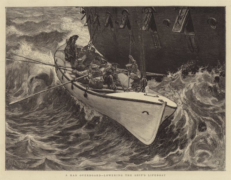 Bir Adam Denize Düştü, Geminin Cankurtaran sandalını indirdi by Edward John Gregory