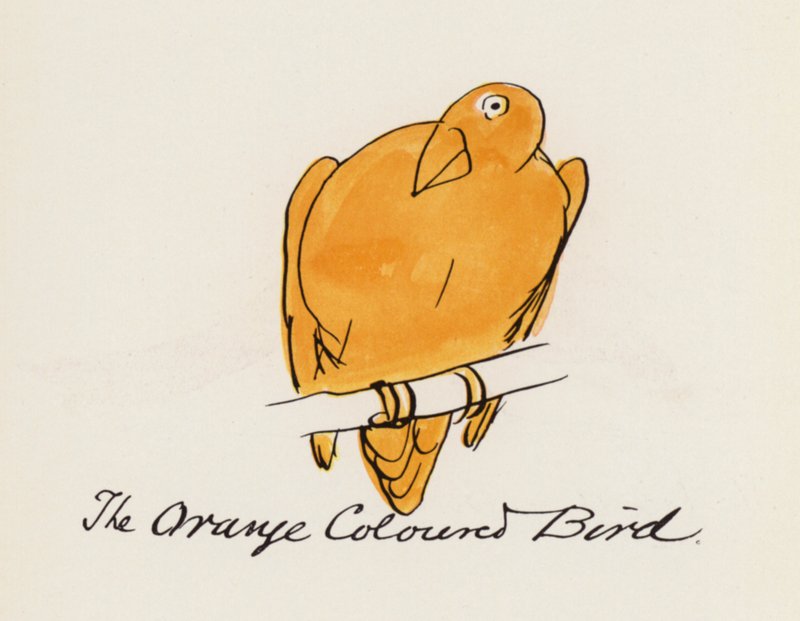 Edward Lear, Kuş Kitabı: Turuncu Renkli Kuş (renkli taş) by Edward (after) Lear