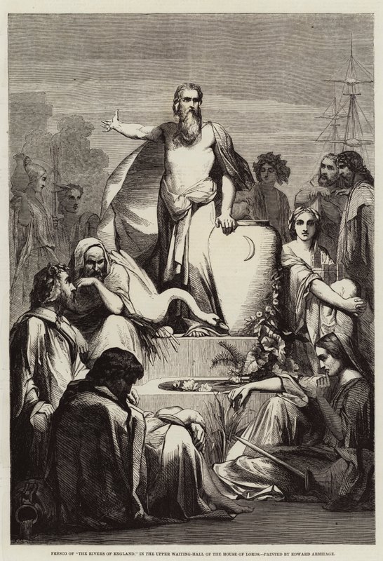 Lordlar Kamarası'nın Üst Bekleme Salonunda İngiltere Nehirleri Fresk by Edward A. Armitage