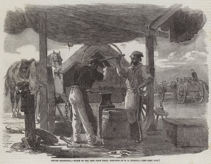 Sivastopol'dan önce, Sol Kuşatma Treninin Forge'ı by Edward Angelo Goodall