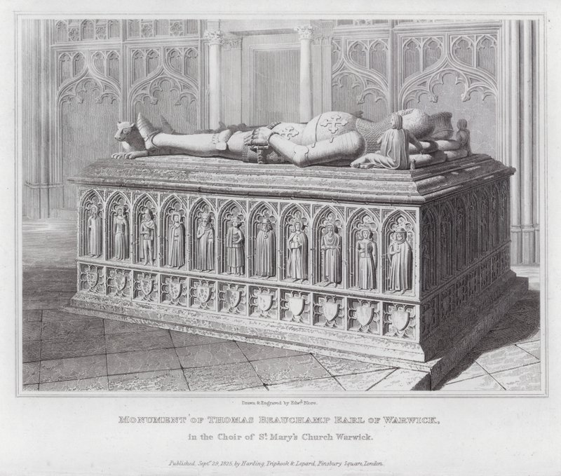 St Mary Kilisesi Warwick Korosunda Warwick Thomas Beauchamp Earl Anıtı (gravür) by Edward Blore