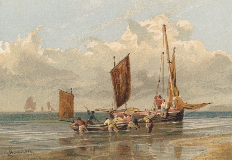 Bir Ölü Sakin, Brighton Balıkçı tekneleri gidiyor by Edward Duncan