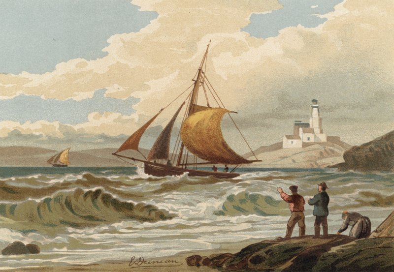 Balıkçı Tekneleri Geri Dönüyor, Mumbles Deniz Feneri by Edward Duncan