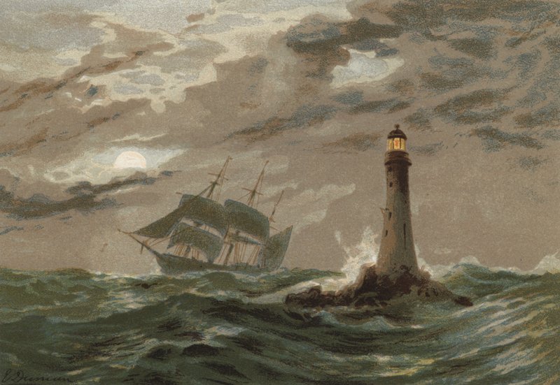 Ay Işığı, Eddystone Deniz Feneri by Edward Duncan