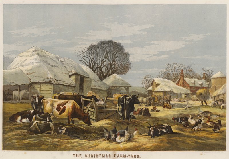 Noel Çiftliği-Yard (chromolitho) by Edward Duncan