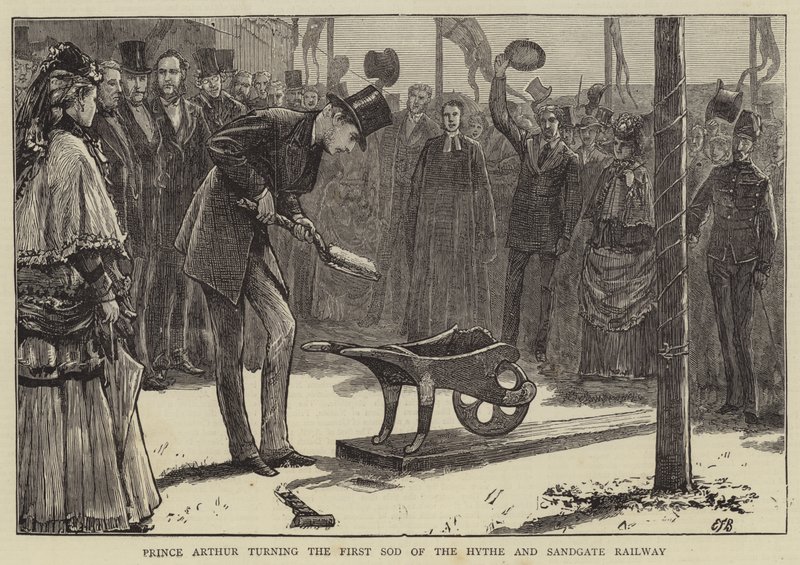 Prens Arthur, Hythe ve Sandgate Demiryolunun İlk Sodunu Döndürüyor by Edward Frederick Brewtnall