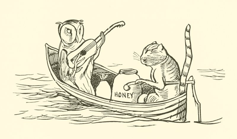 Baykuş ve Kedi (gravür) by Edward Lear