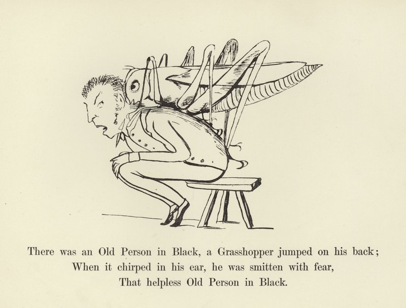 There was an Old Person in Black, a Grasshopper jumped on his back  by Edward Lear