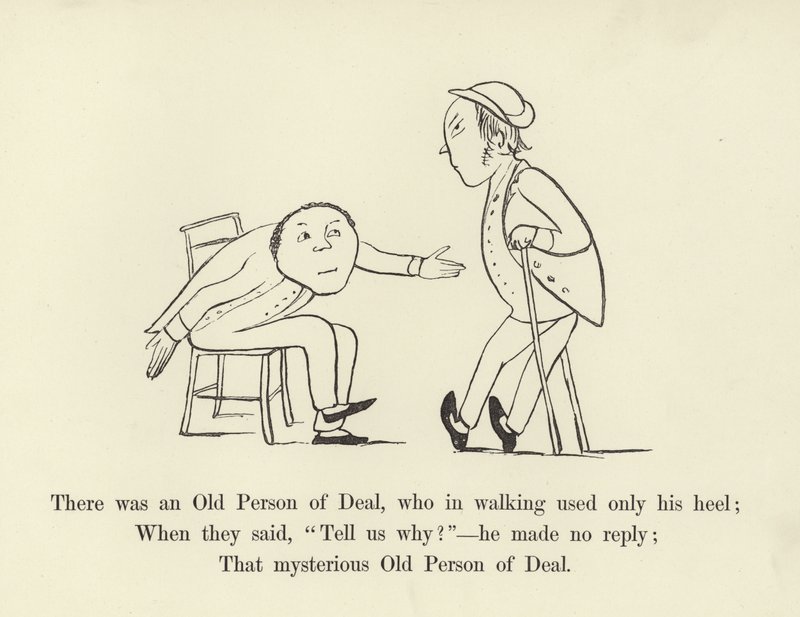 Yürürken sadece topuğunu kullanan Yaşlı bir Anlaşma Kişisi vardı. by Edward Lear