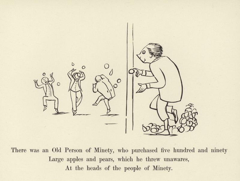 Beş yüz doksan büyük elma ve armut satın alan Yaşlı bir Minety Kişisi vardı. by Edward Lear