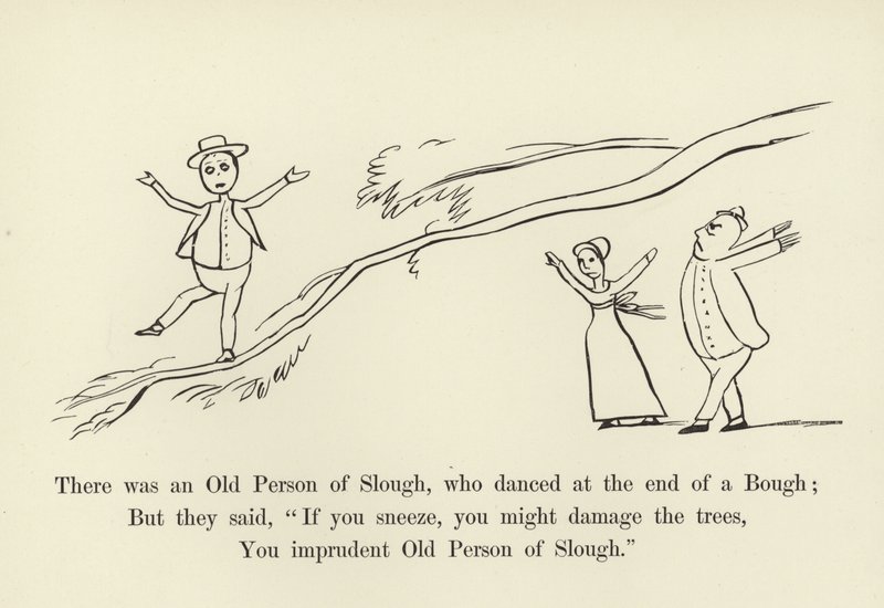 Dalın sonunda dans eden Yaşlı bir Slough Kişisi vardı. by Edward Lear