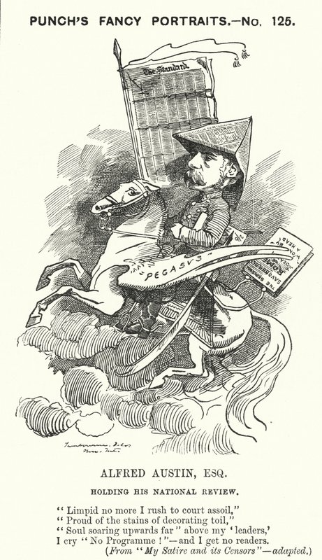 Punch karikatür: Alfred Austin, İngiliz şair ve National Review editörü (gravür) by Edward Linley (after) Sambourne