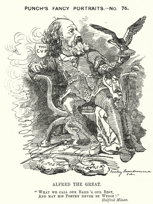 Yumruk karikatürü: Alfred, Lord Tennyson, İngiliz şair (gravür) by Edward Linley (after) Sambourne