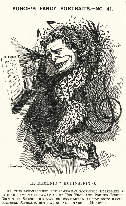 Punch karikatür: Anton Rubinstein, Rus piyanist, besteci ve orkestra şefi (gravür) by Edward Linley (after) Sambourne