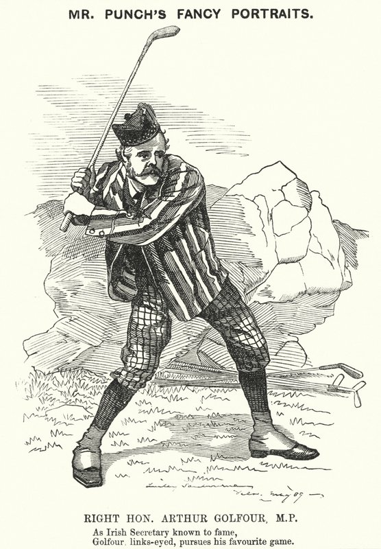 Yumruk karikatür: Arthur Balfour, İngiliz Muhafazakar politikacı ve Başbakan (gravür) by Edward Linley (after) Sambourne