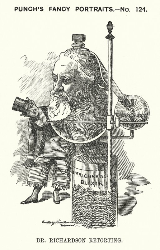Yumruk karikatürü: Benjamin Ward Richardson, İngiliz doktor (gravür) by Edward Linley (after) Sambourne