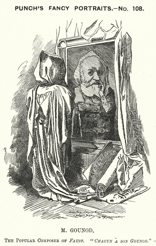 Punch karikatür: Charles Gounod, Fransız besteci (gravür) by Edward Linley (after) Sambourne