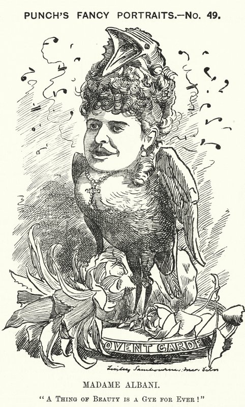 Yumruk karikatürü: Emma Albani, Kanadalı opera sanatçısı (gravür) by Edward Linley (after) Sambourne