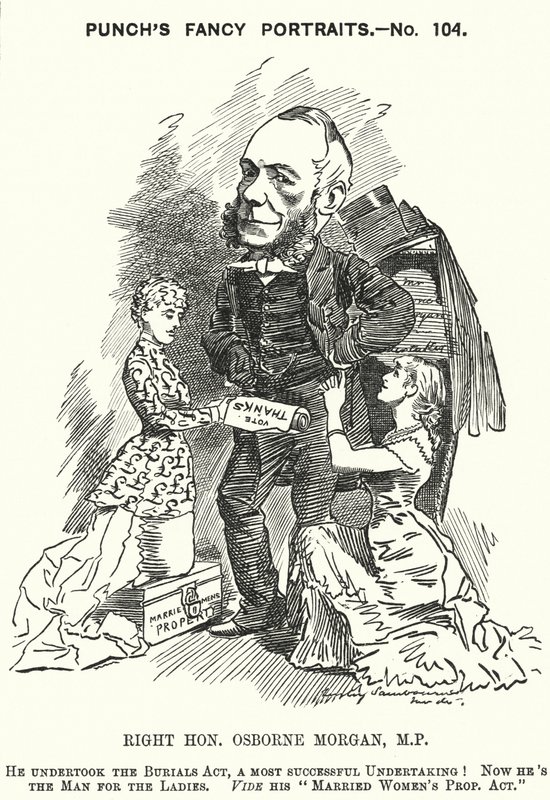 Yumruk karikatür: George Osborne Morgan, Galli avukat ve Liberal politikacı (gravür) by Edward Linley (after) Sambourne