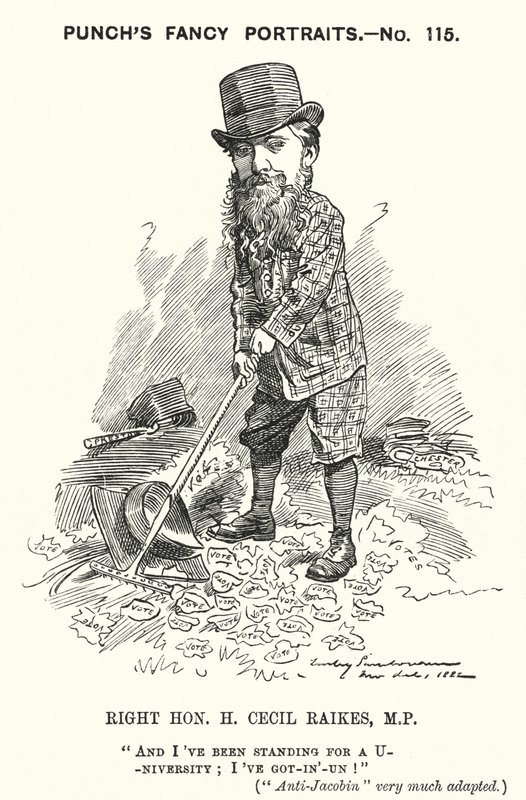 Yumruk karikatür: Henry Cecil Raikes, İngiliz Muhafazakar politikacı (gravür) by Edward Linley (after) Sambourne