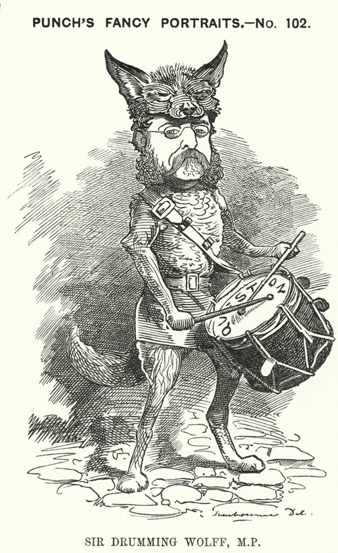 Yumruk karikatür: Henry Drummond Wolff, İngiliz Muhafazakar politikacı (gravür) by Edward Linley (after) Sambourne