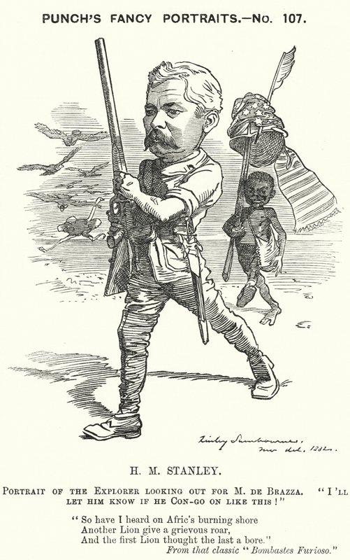 Yumruk karikatür: Henry Morton Stanley, Galli gazeteci ve kaşif (gravür) by Edward Linley (after) Sambourne