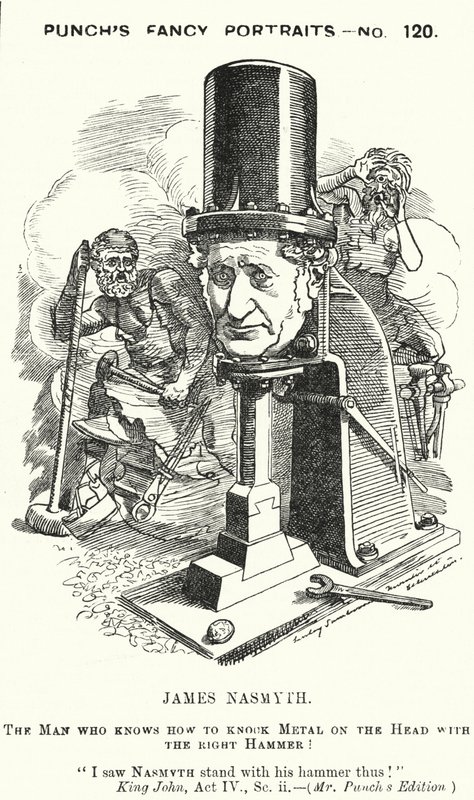 Yumruk karikatürü: James Nasmyth, İskoç mühendis ve buharlı çekicin mucidi (gravür) by Edward Linley (after) Sambourne