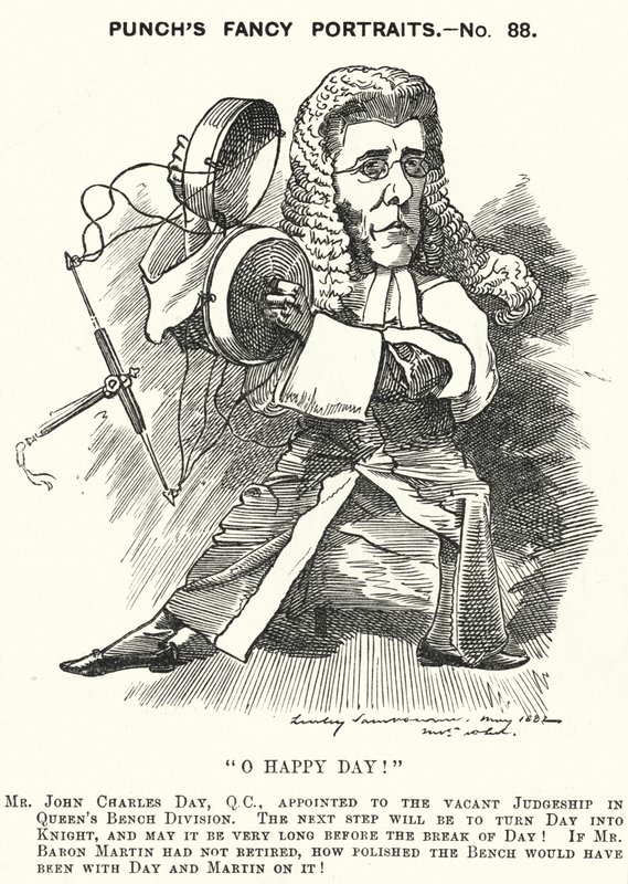 Yumruk karikatür: John Charles Day, İngiliz avukat ve yargıç (gravür) by Edward Linley (after) Sambourne