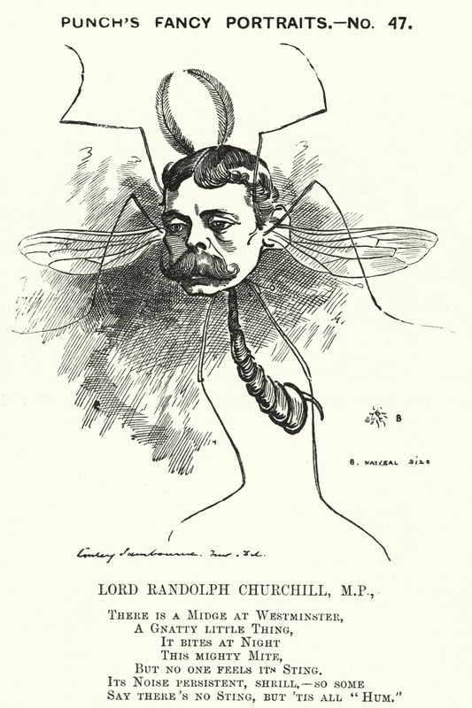 Yumruk karikatürü: Lord Randolph Churchill, İngiliz Muhafazakar politikacı (gravür) by Edward Linley (after) Sambourne
