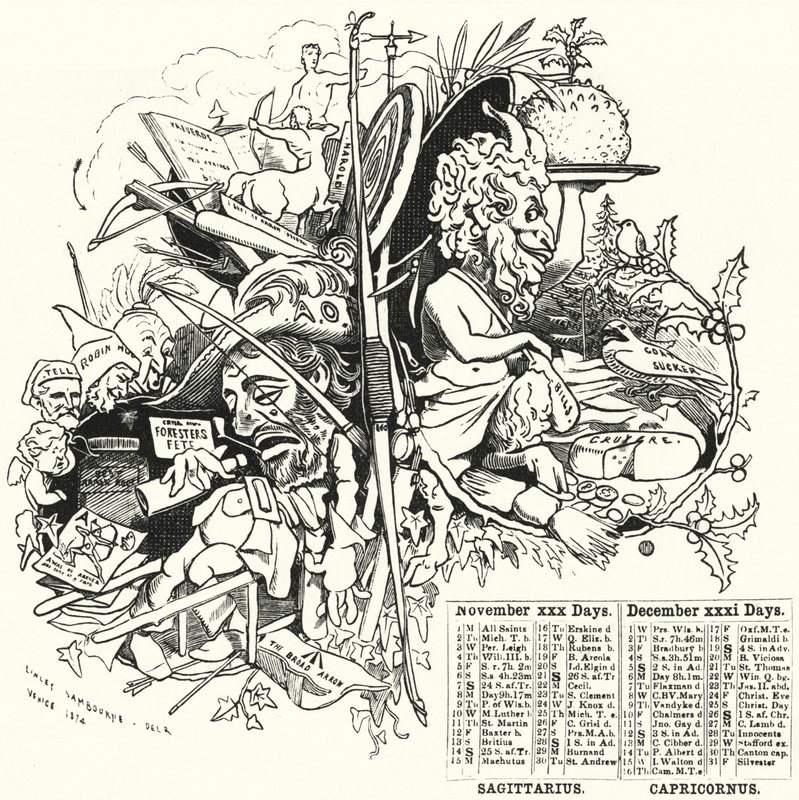 Yumruk karikatür: Kasım ve Aralık (gravür) by Edward Linley (after) Sambourne
