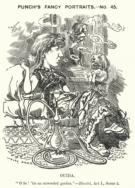 Yumruk karikatür: Ouida (Maria Louise Rame), İngiliz romancı (gravür) by Edward Linley (after) Sambourne