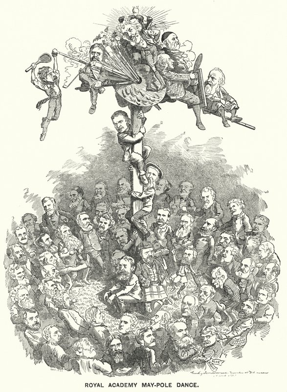 Yumruk karikatürü: Kraliyet Akademisi Maypole Dance (gravür) by Edward Linley (after) Sambourne