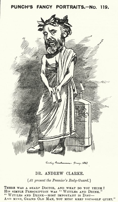 Yumruk karikatürü: Sir Andrew Clarke, İngiliz doktor, William Ewart Gladstone