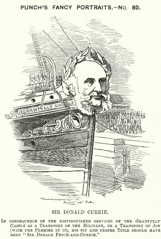 Yumruk karikatür: Sir Donald Currie, İskoç armatör, politikacı ve hayırsever (gravür) by Edward Linley (after) Sambourne