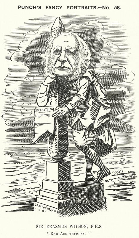 Punch karikatürü: Sir Erasmus Wilson, İngiliz cerrah ve dermatolog (gravür) by Edward Linley (after) Sambourne