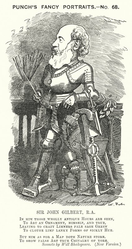 Punch karikatür: Sir John Gilbert, İngiliz sanatçı (gravür) by Edward Linley (after) Sambourne
