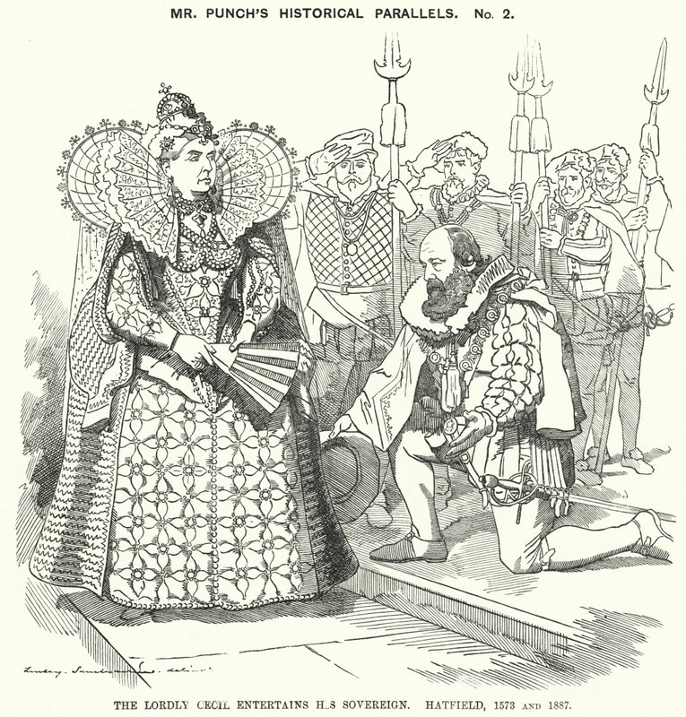 Yumruk karikatürü: Lordly Cecil, Egemeni Hatfield'ı Eğlendirir by Edward Linley (after) Sambourne