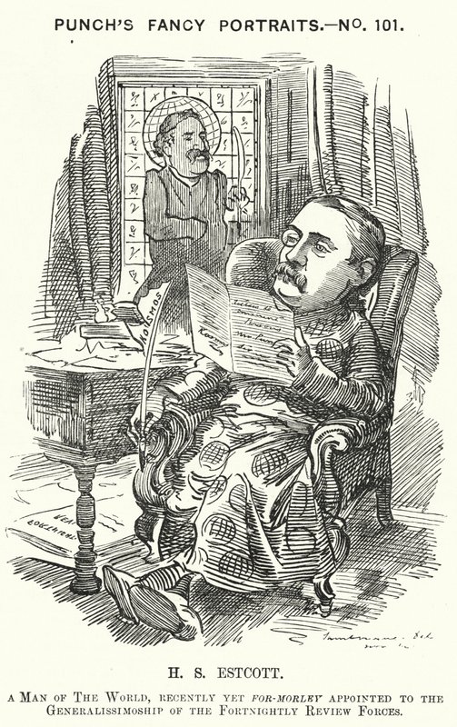 Punch karikatür: Thomas Hay Sweet Estcott, İngiliz gazeteci ve editör (gravür) by Edward Linley (after) Sambourne