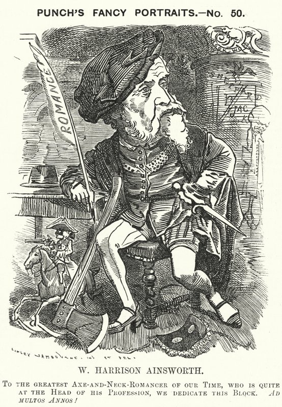 Yumruk karikatür: William Harrison Ainsworth, İngiliz tarihi romancı (gravür) by Edward Linley (after) Sambourne