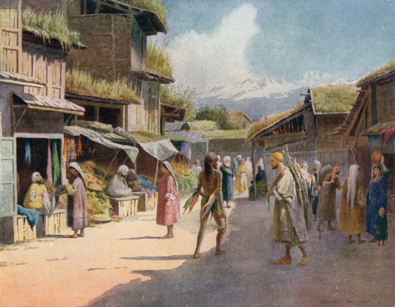 Bir Srinagar Çarşısı by Edward Mary Joseph Molyneux