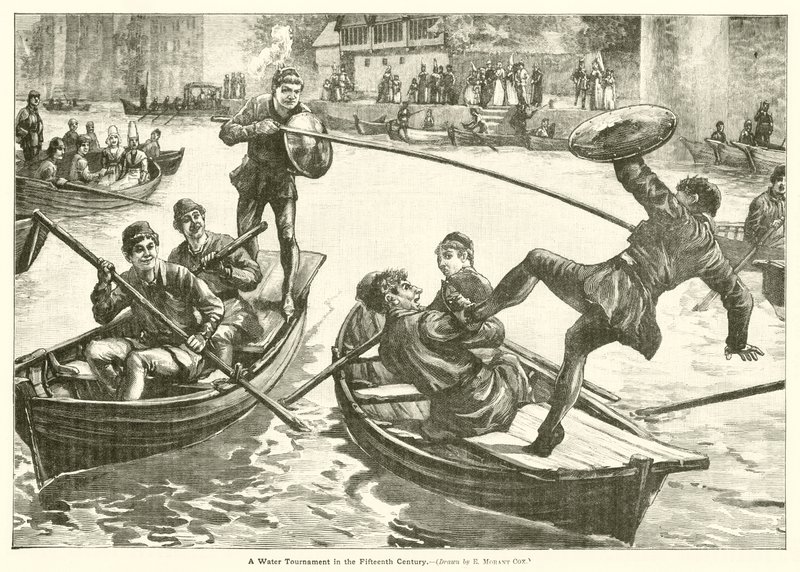 On beşinci yüzyılda bir su turnuvası (gravür) by Edward Morant Cox