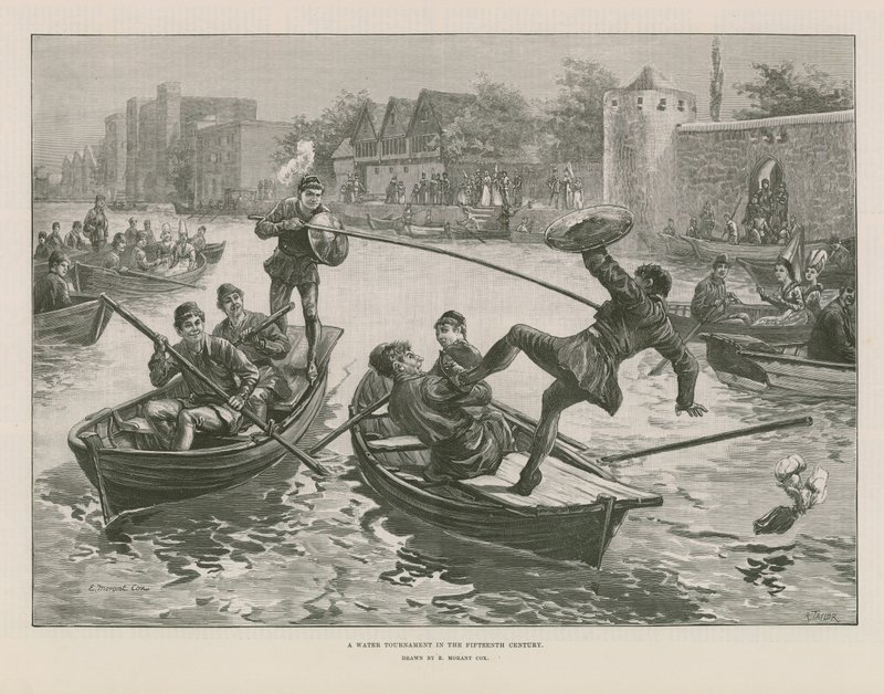 On beşinci yüzyılda bir su turnuvası (gravür) by Edward Morant Cox