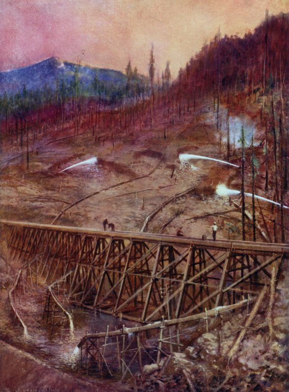 Hidrolik savak (renkli lito) ile bir demiryolu üzerinde bir sehpanın doldurulması by Edward Parick Kinsella