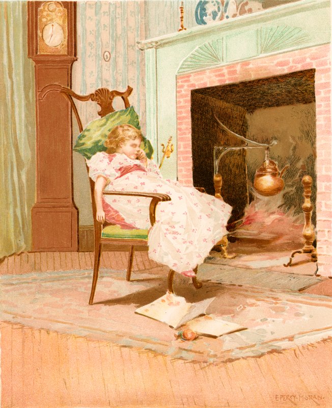 Eski Şöminenin Önünde Rüya Görmek by Edward Percy Moran