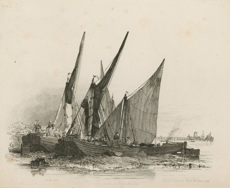 Thames üzerinde mavnalar by Edward William Cooke