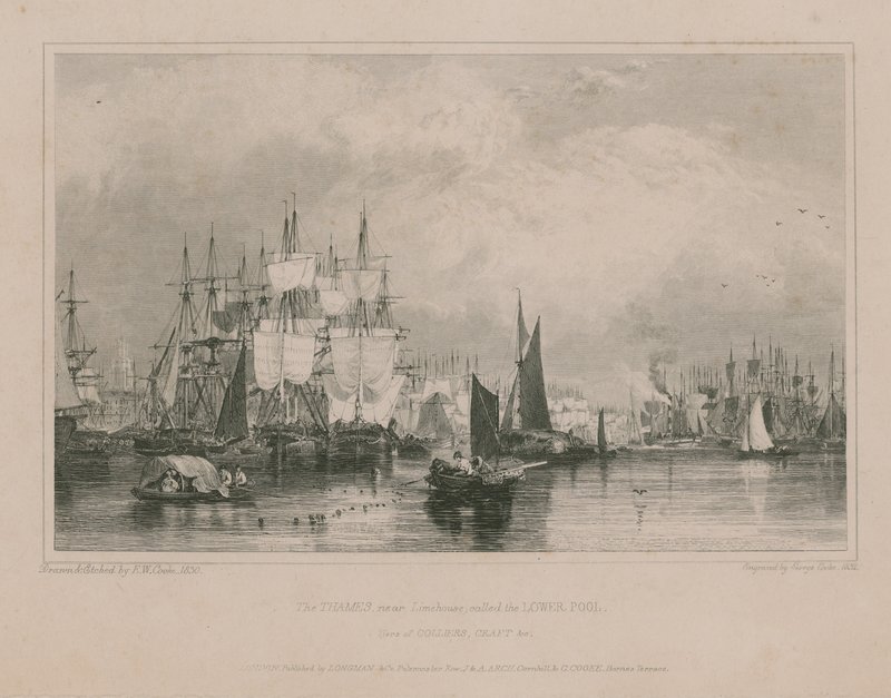 Limehouse yakınlarındaki Thames: Alt Havuz by Edward William Cooke